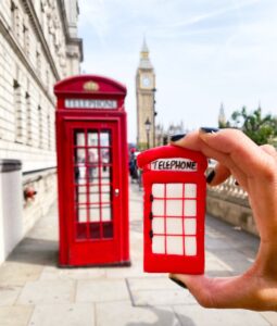 London telephone booth cookies, London theme custom cookies,