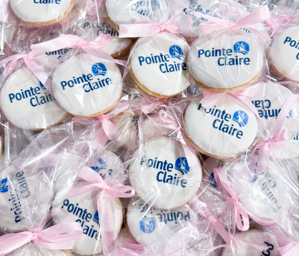 Pointe-claire city hall corporate events, custom corporate logo cookie